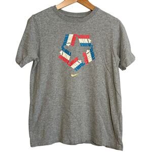 Nike Boys XL T-Shirt Gray Tee Red White Blue Graphic USA Style
